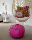 Fushia Moroccan Leather Pouf