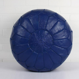 Blue Navy Moroccan Leather Pouf