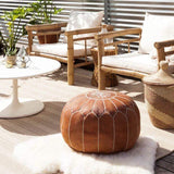 GOLD Moroccan Leather Pouf