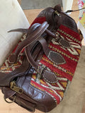 Unisex Brown Leather kilim Barrel Travel bag