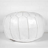 White Moroccan Leather Pouf