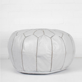 Grey Moroccan Leather Pouf