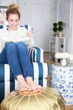 GOLD Moroccan Leather Pouf