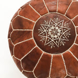 Silver Moroccan Leather Pouf