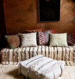 White Ben ourain Kilim Floor Cushion