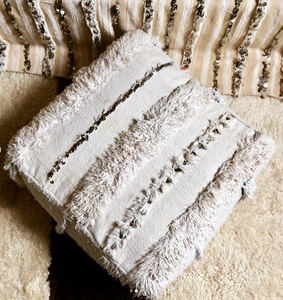 White Ben ourain Kilim Floor Cushion