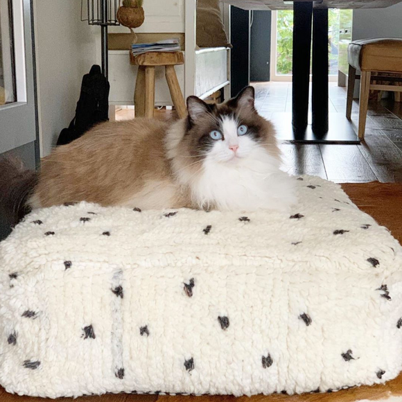White with black dots Ben ourain Kilim Floor Cushion