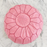 Soft Pink Moroccan Leather Pouf
