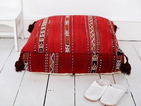 Sabra vintage Home chair Multicolor Moroccan  Embroidered Square furniture Kilim Floor Cushion