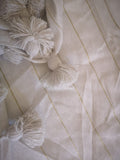 White with Gold stripes pompom Moroccan Blanket