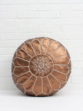 Silver Moroccan Leather Pouf