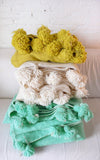 Turquoise Moroccan Pom Pom Blanket