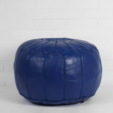 Blue Navy Moroccan Leather Pouf