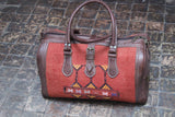 Brown Leather kilim Barrel Travel bag