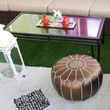 Silver Moroccan Leather Pouf