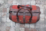 Brown Leather kilim Barrel Travel bag