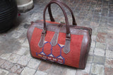 Brown Leather kilim Barrel Travel bag