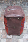 Brown Leather kilim Barrel Travel bag