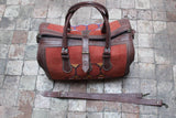 Brown Leather kilim Barrel Travel bag