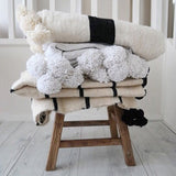 White Blanket with gray Pompom