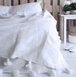 White Moroccan Pompom Blanket